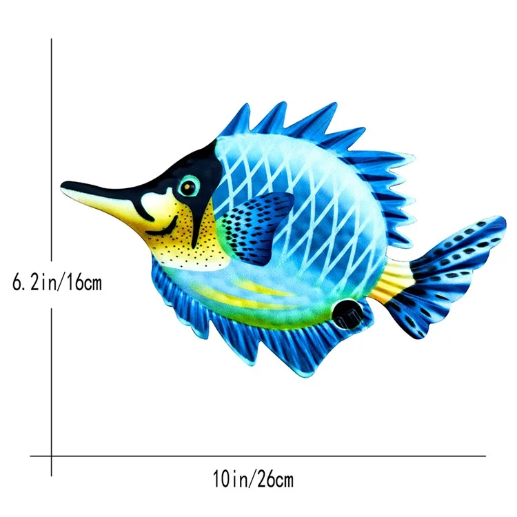 YZ230811 16x26cm Garten Heimdekoration Eisen Fisch Wanddekoration Hängender Anhänger - Blau