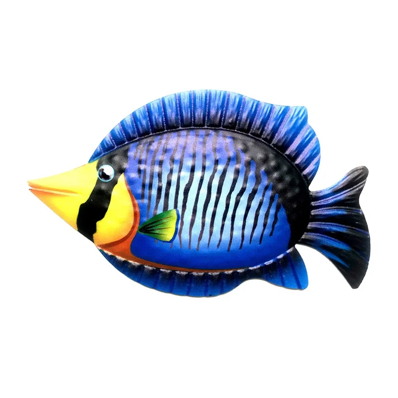 YZ711 Garden Hanging Decor 30x17.5x0.8cm Iron Fish Shape Home Wall Pendant - Style 1