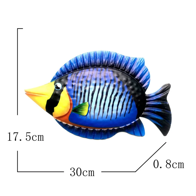 YZ711 Garden Hanging Decor 30x17.5x0.8cm Iron Fish Shape Home Wall Pendant - Style 1