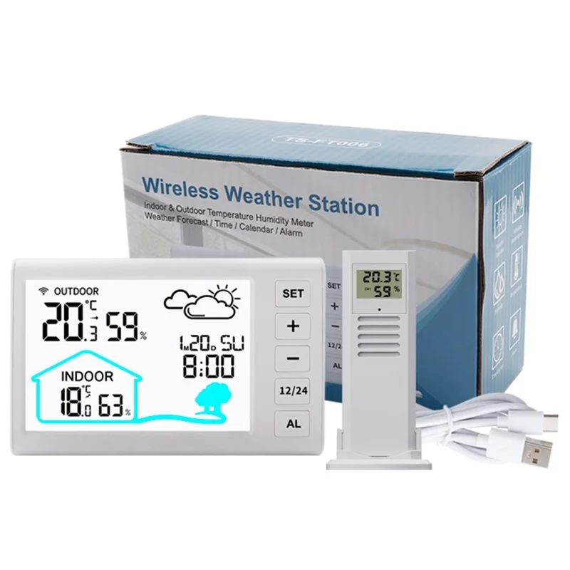 TS-FT006 Indoor / Outdoor Temperature Humidity Monitor Wireless Weather Station Alarm Clock (CE / ROHS Certified)