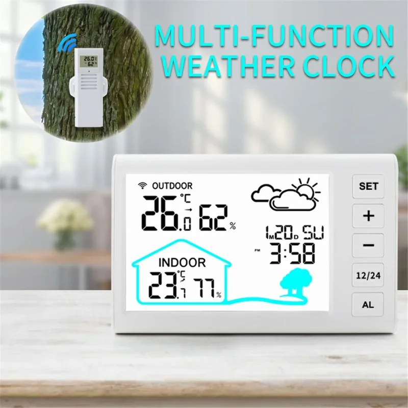 TS-FT006 Indoor / Outdoor Temperature Humidity Monitor Wireless Weather Station Alarm Clock (CE / ROHS Certified)