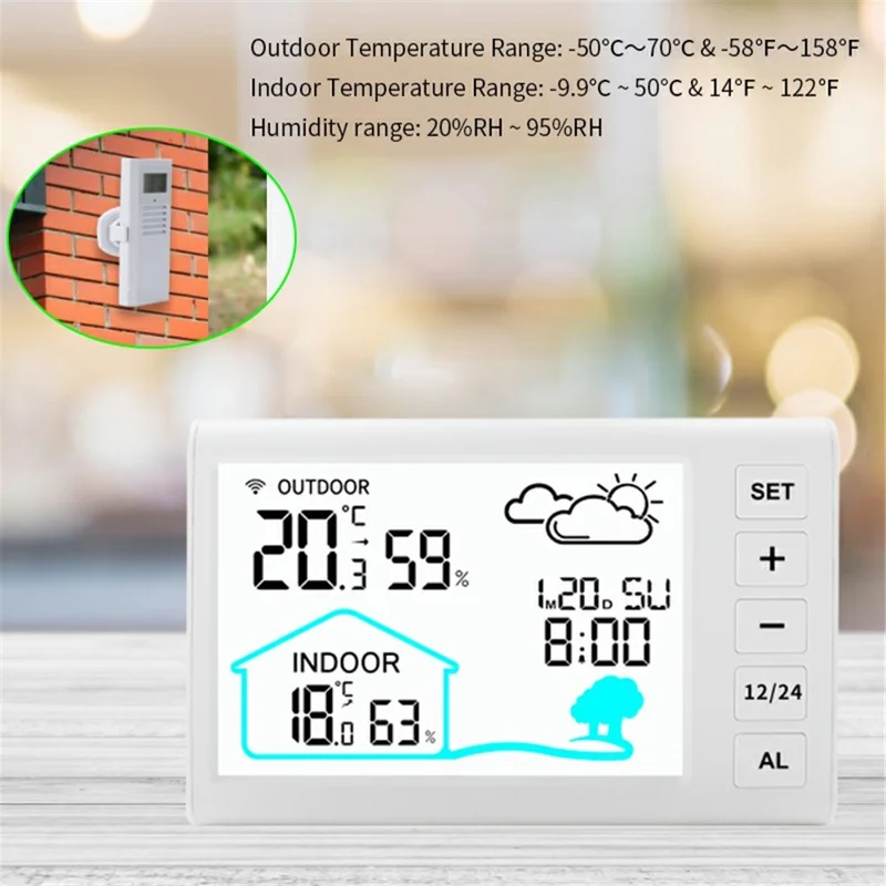 TS-FT006 Indoor / Outdoor Temperature Humidity Monitor Wireless Weather Station Alarm Clock (CE / ROHS Certified)