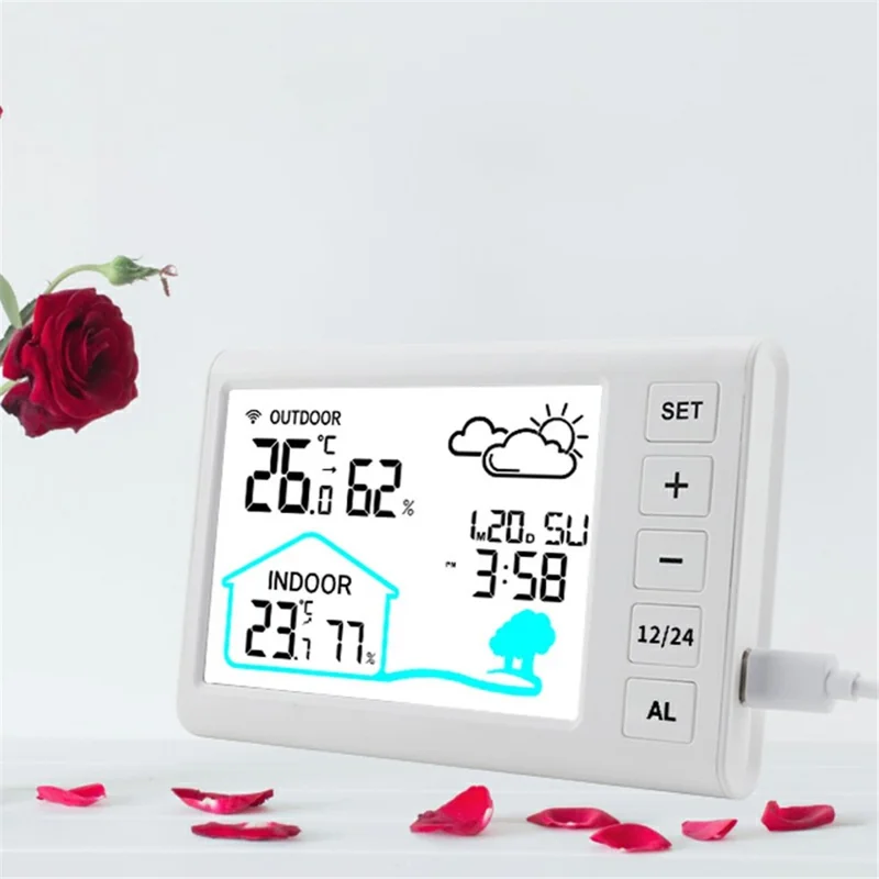 TS-FT006 Indoor / Outdoor Temperature Humidity Monitor Wireless Weather Station Alarm Clock (CE / ROHS Certified)