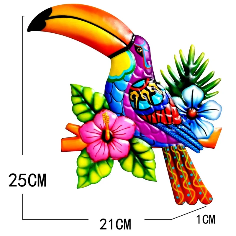YY1240 Iron Art Big Mouth Bird Wall Hanging Decor Garden Yard Home Ornament, 21x1x25cm - Purple