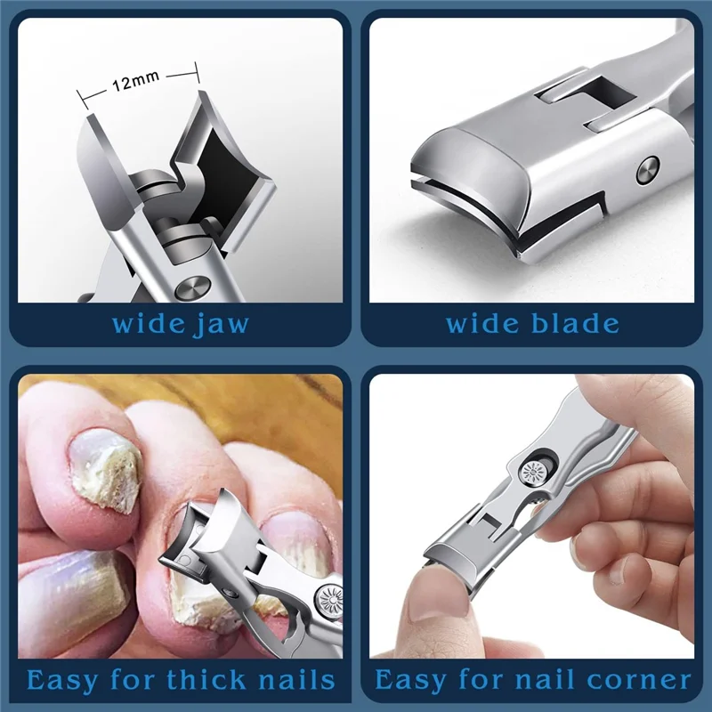 Stainless Steel Men Nail Cutter Nail Cutting Trimmer with Nail File and Storage Box - Silver