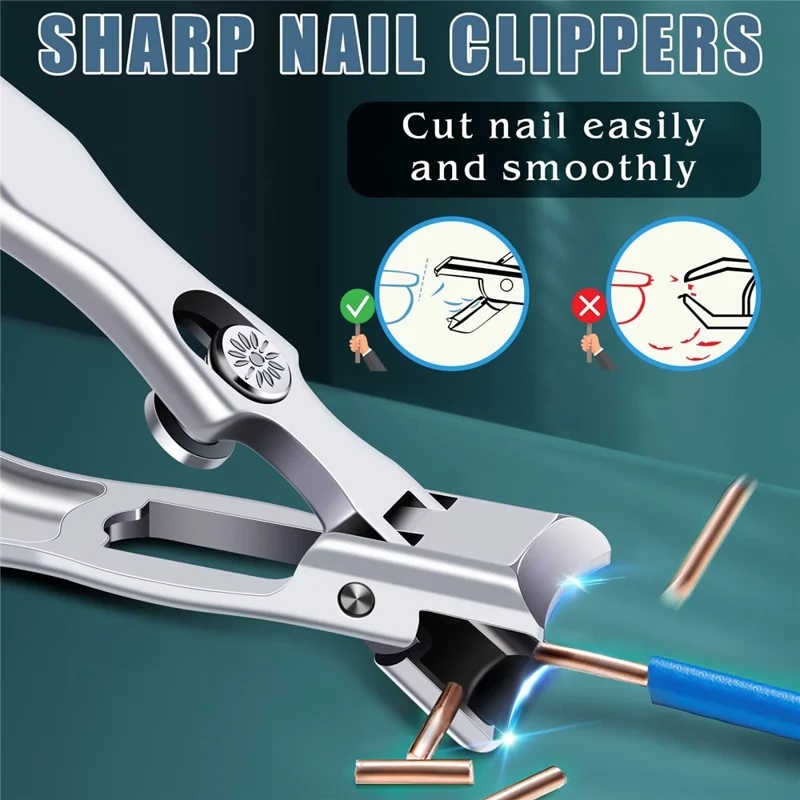 Stainless Steel Men Nail Cutter Nail Cutting Trimmer with Nail File and Storage Box - Silver