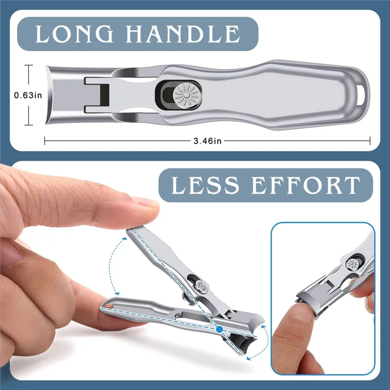 Stainless Steel Men Nail Cutter Nail Cutting Trimmer with Nail File and Storage Box - Silver
