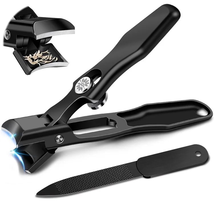 Anti-Splash Nail Clipper Stainless Steel Fingernails Toenails Cutter Nail Trimmer Manicure Tool - Black