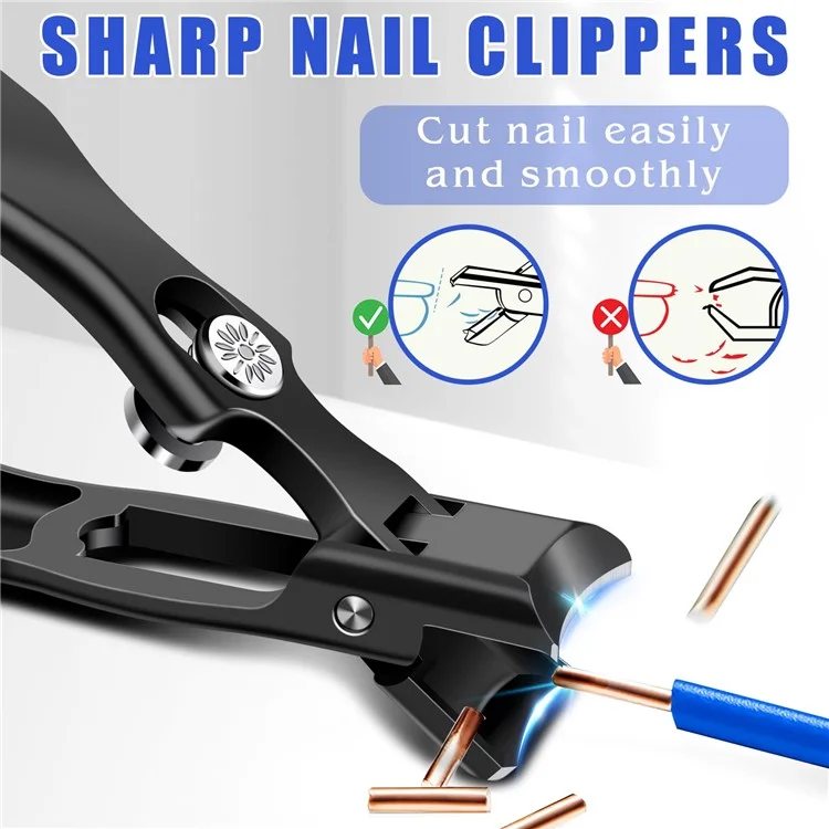 Anti-Splash Nail Clipper Stainless Steel Fingernails Toenails Cutter Nail Trimmer Manicure Tool - Black
