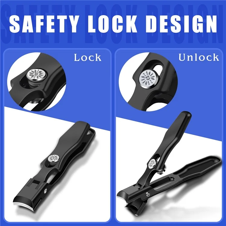 Anti-Splash Nail Clipper Stainless Steel Fingernails Toenails Cutter Nail Trimmer Manicure Tool - Black