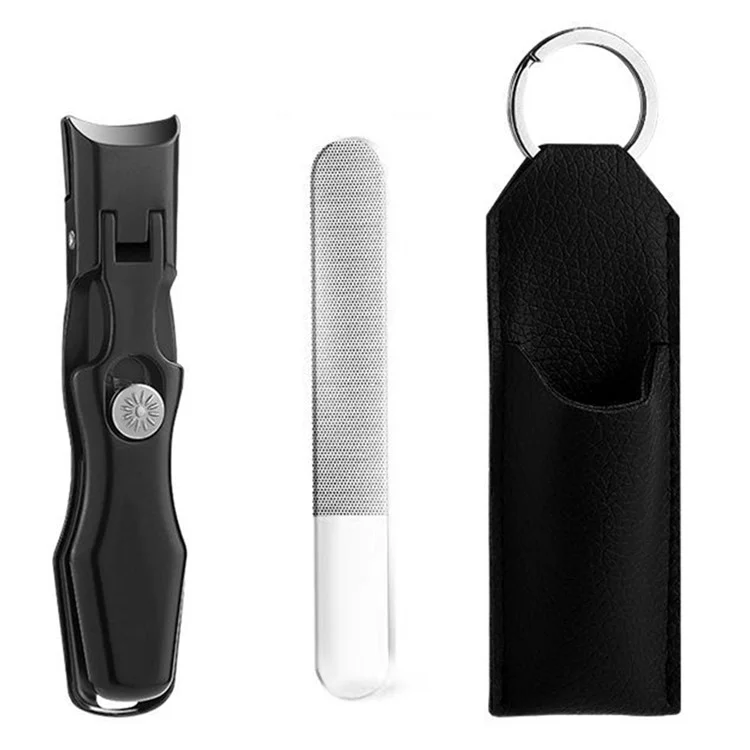 Anti-Splash Nail Clipper Stainless Steel Fingernails Toenails Cutter Nail Trimmer Manicure Tool - Black