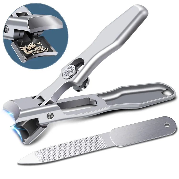 Anti-splash Nail Clipper Stainless Steel Fingernails Toenails Cutter Nail Trimmer Manicure Tool - Silver