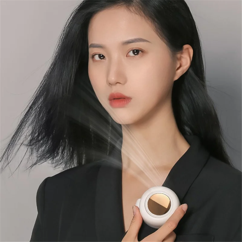 MF019 Portable USB Charging No Leaf Mini Cooling Fan Summer Desktop Quiet Fan Cooler with Back Clip - Beige