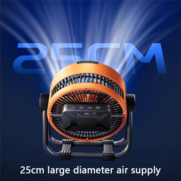 Ventilador de camping M65 al aire libre, ajustable en ángulo, colgable, con luz nocturna - Gris