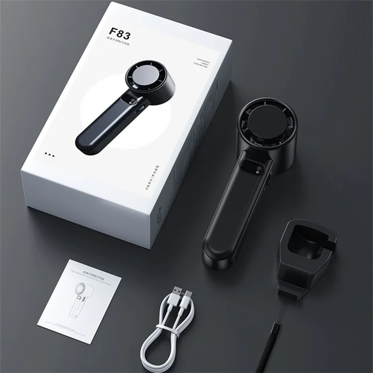 F83 High Speed Turbo Handheld Fan Summer Cooling Desktop Fan - Schwarz