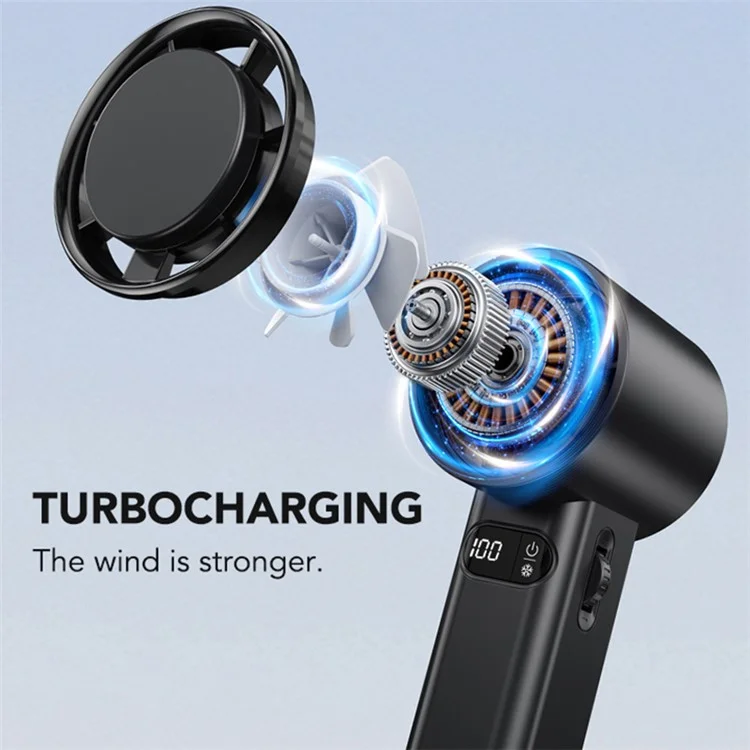 F83 High Speed Turbo Handheld Fan Summer Cooling Desktop Fan - Schwarz