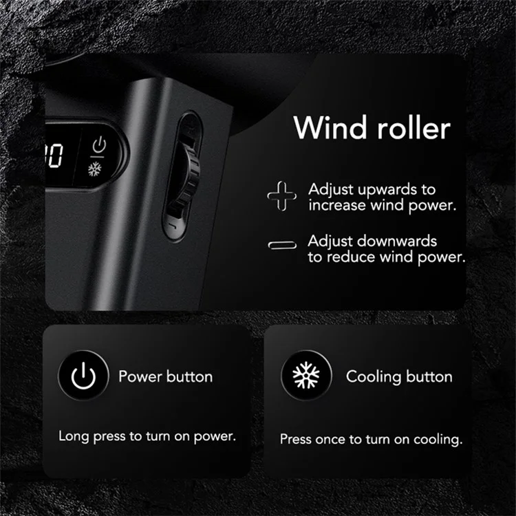F83 High Speed Turbo Handheld Fan Summer Cooling Desktop Fan - Schwarz