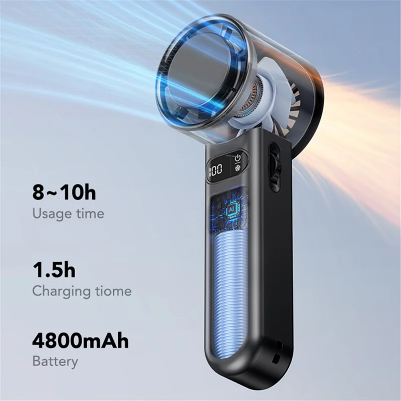 F83 High Speed Turbo Handheld Fan Summer Cooling Desktop Fan - Grey