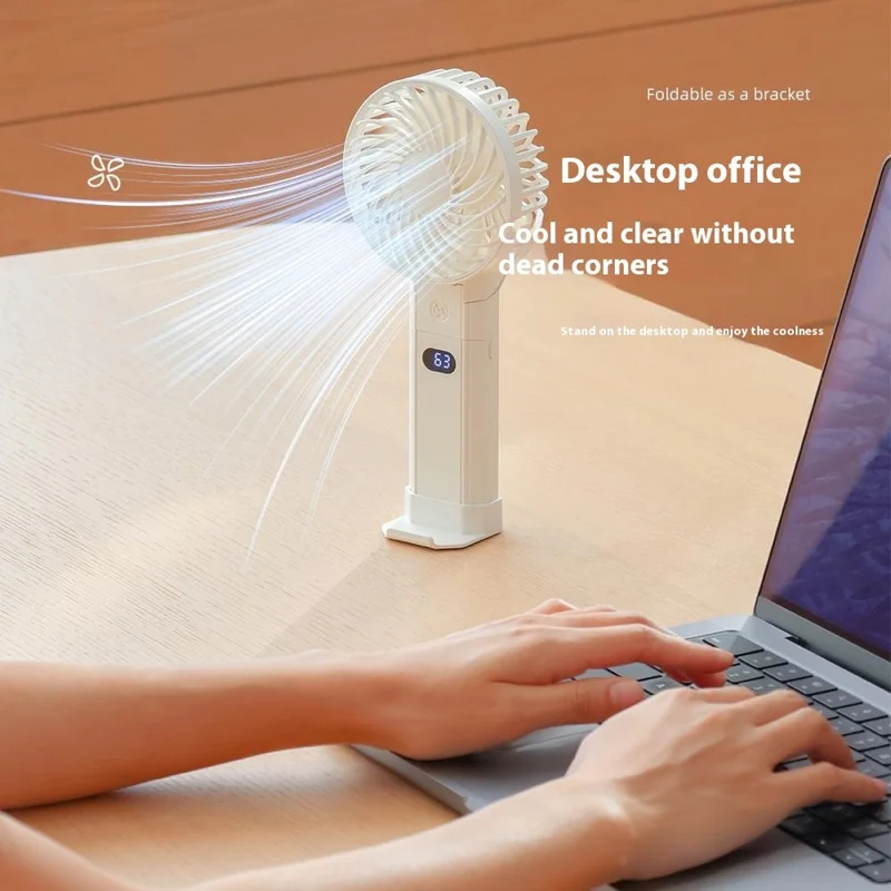 RD10 Handheld Foldable Fan Summer Cooler with Power Bank Function - White