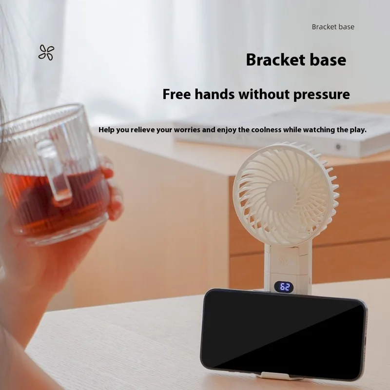 RD10 Handheld Foldable Fan Summer Cooler with Power Bank Function - White