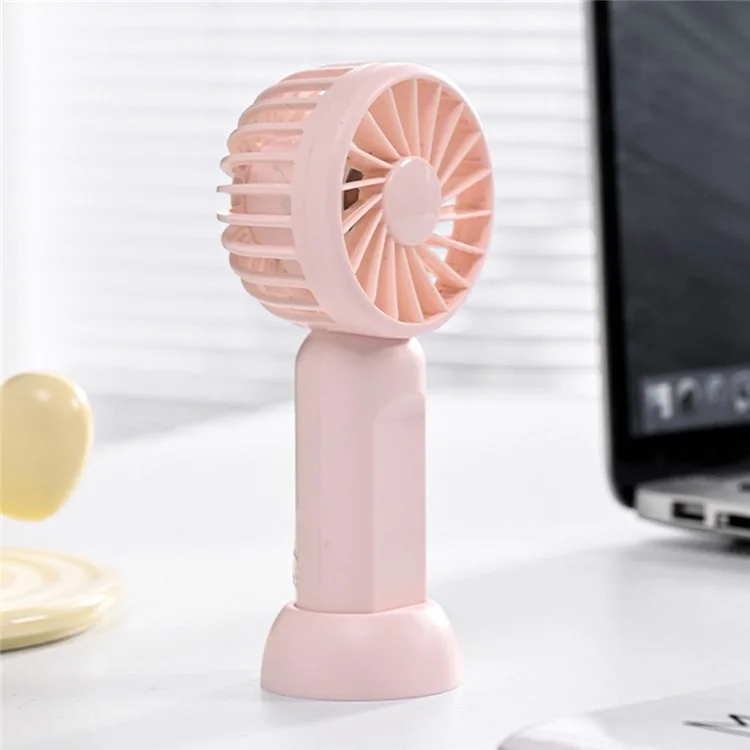 Portable Handheld Fan 3 Speeds Adjustable Low Noise Mini Desk Fan with Detachable Base - Pink