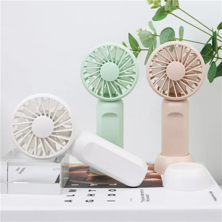 Portable Handheld Fan 3 Speeds Adjustable Low Noise Mini Desk Fan with Detachable Base - Pink