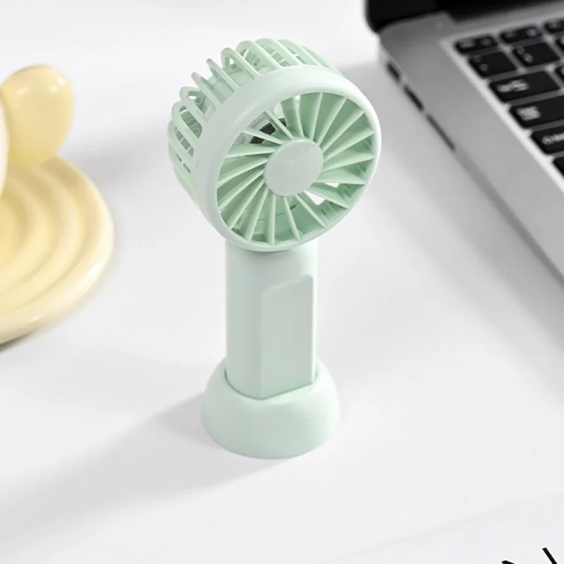 Portable Handheld Fan 3 Speeds Adjustable Low Noise Mini Desk Fan with Detachable Base - Green