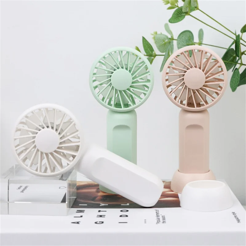 Portable Handheld Fan 3 Speeds Adjustable Low Noise Mini Desk Fan with Detachable Base - Green