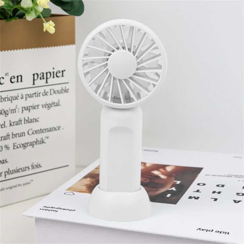 Bærbar håndventilator med 3 hastigheder, justérbar, lavstøjs, mini skrivebordsventilator med aftagelig fod – Blå