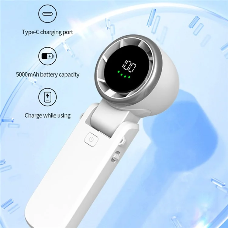 A9 Foldable Mini Fan 100-Speed Adjustable Portable Handheld USB Rechargeable Cooling Fan - Black