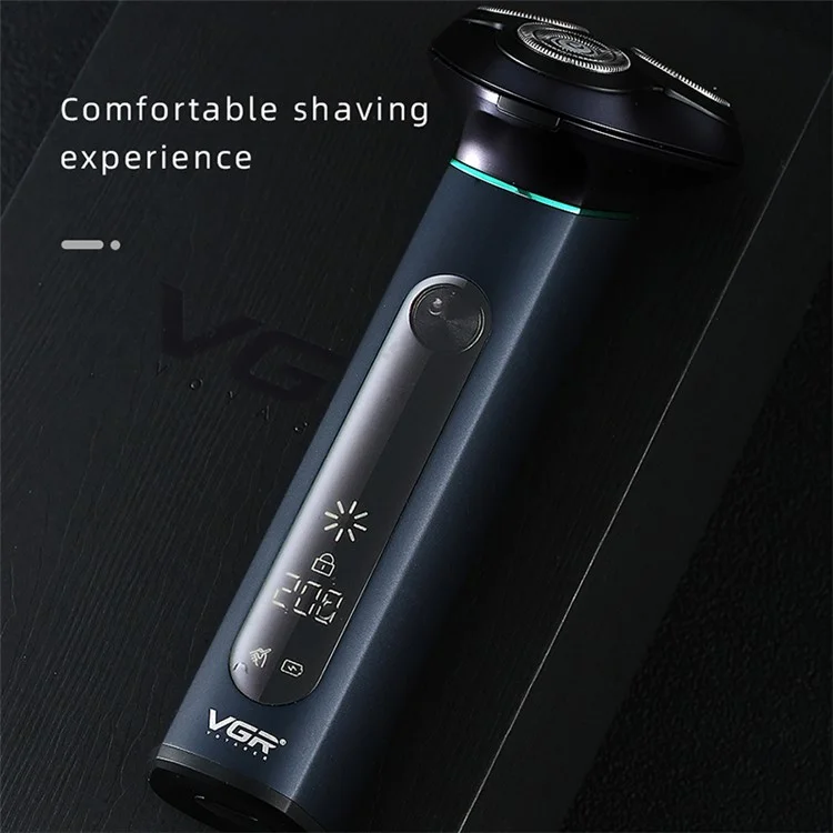 Rasoir électrique intelligent rechargeable par USB VGR V-310 à trois têtes avec affichage numérique LCD