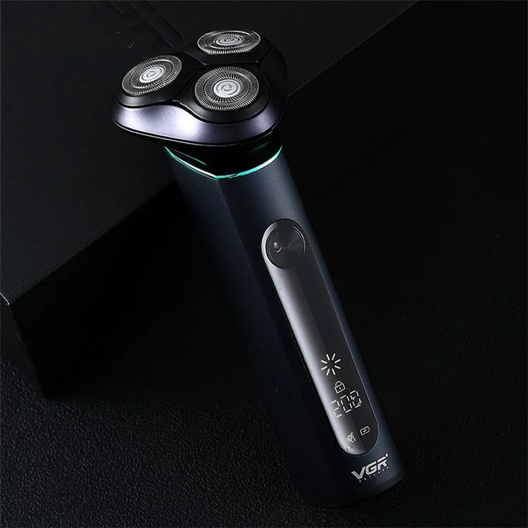 Rasoir électrique intelligent rechargeable par USB VGR V-310 à trois têtes avec affichage numérique LCD
