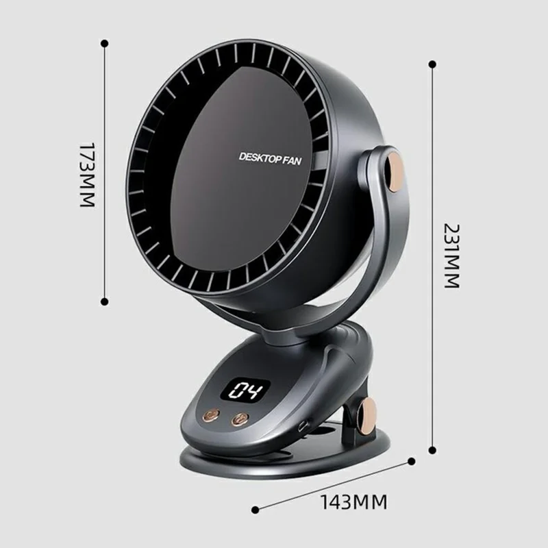 6 Gears Adjustable Clip On Bladeless Fan Rechargeable Desktop Fan ( Built In 3600mAh Battery ) - Milky White