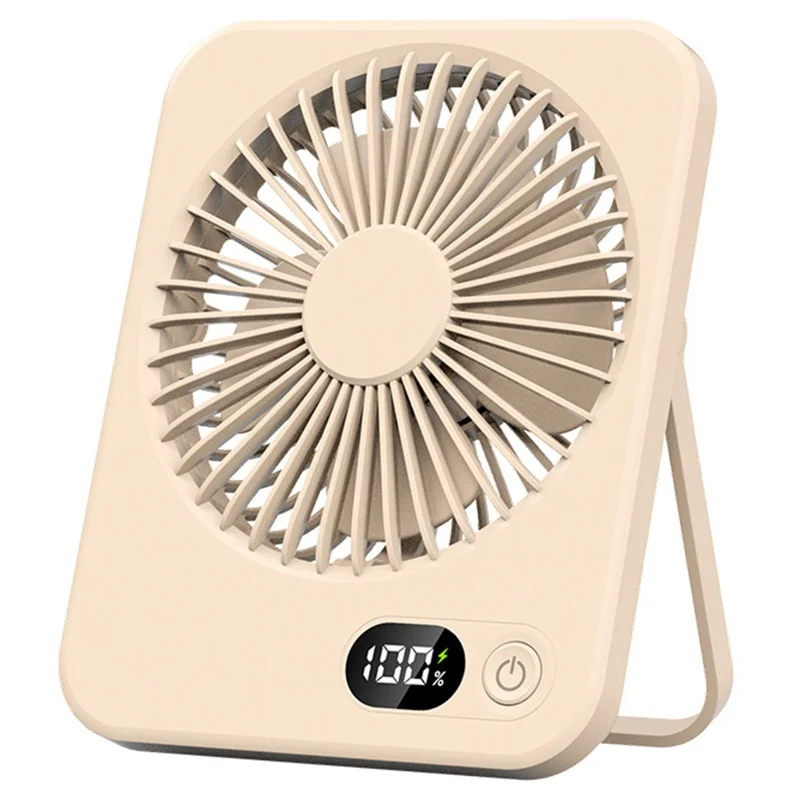 Ultra Thin Desktop Fan Digital Display 5 Speeds Adjustable Cooling Fan with Foldable Stand - Coffee