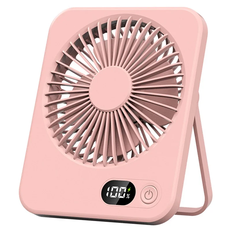 Ultra Thin Desktop Fan Digital Display 5 Speeds Adjustable Cooling Fan with Foldable Stand - Pink