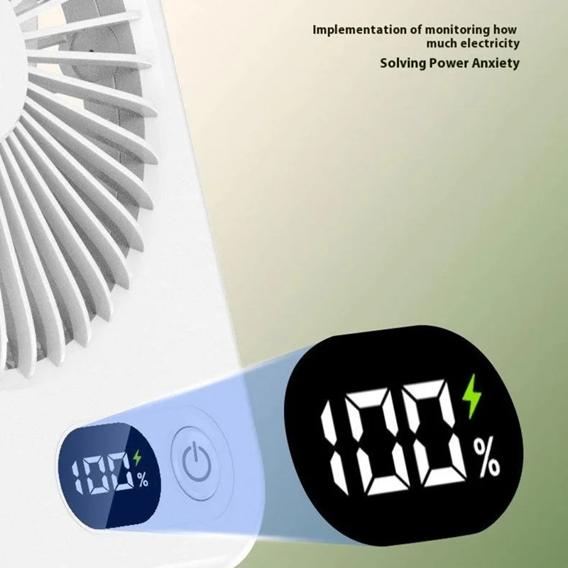 Ultra Thin Desktop Fan Digital Display 5 Speeds Adjustable Cooling Fan with Foldable Stand - Pink