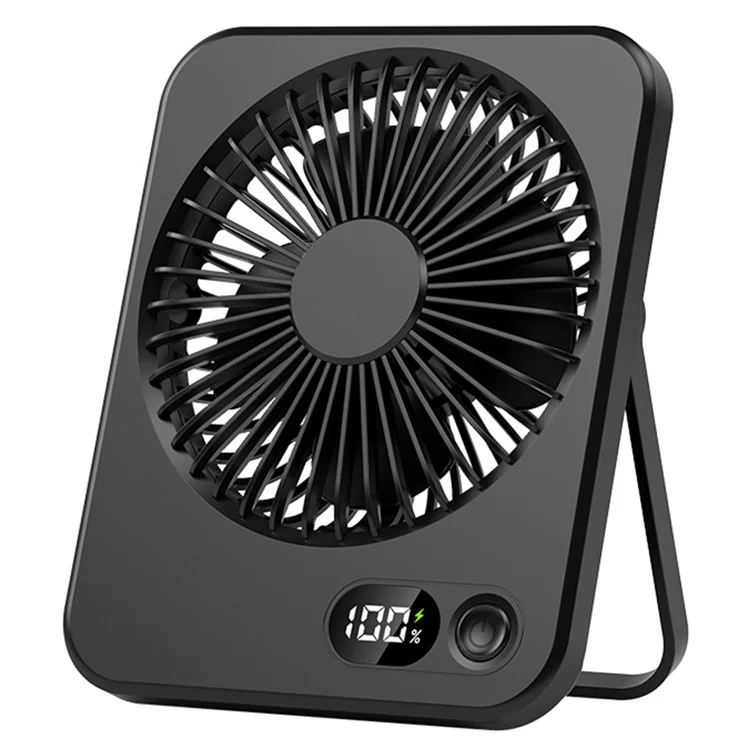 Ventilateur de bureau ultra fin Affichage numérique 5 vitesses Ventilateur de refroidissement réglable avec support pliable - Noir