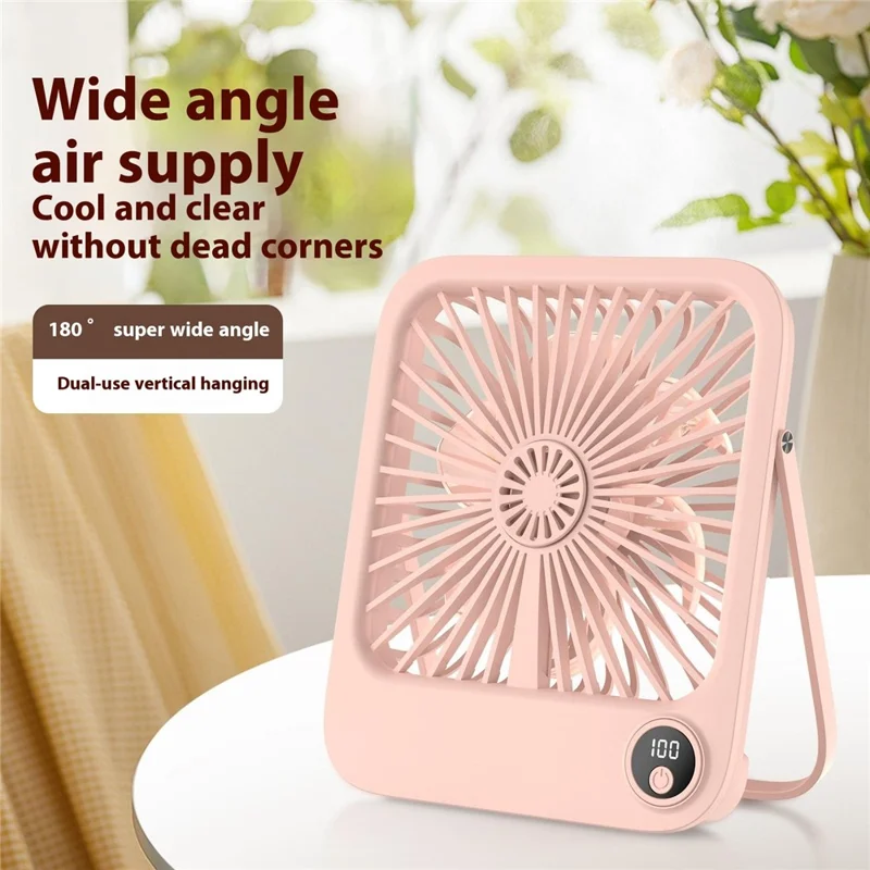 W30 2000mAh Portable Desk Fan Ultra Thin Wall Mount 5 Speed Digital Display Personal Fan - Purple