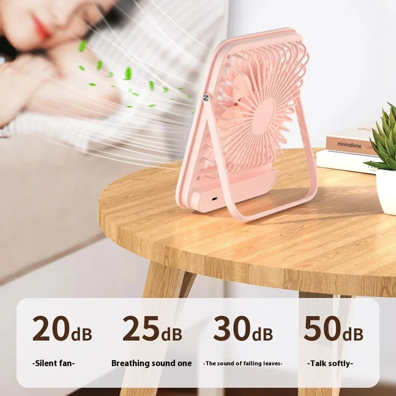 W30 2000mAh Portable Desk Fan Ultra Thin Wall Mount 5 Speed Digital Display Personal Fan - Purple