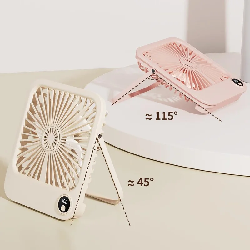 W30 2000mAh Portable Desk Fan Ultra Thin Wall Mount 5 Speed Digital Display Personal Fan - Purple