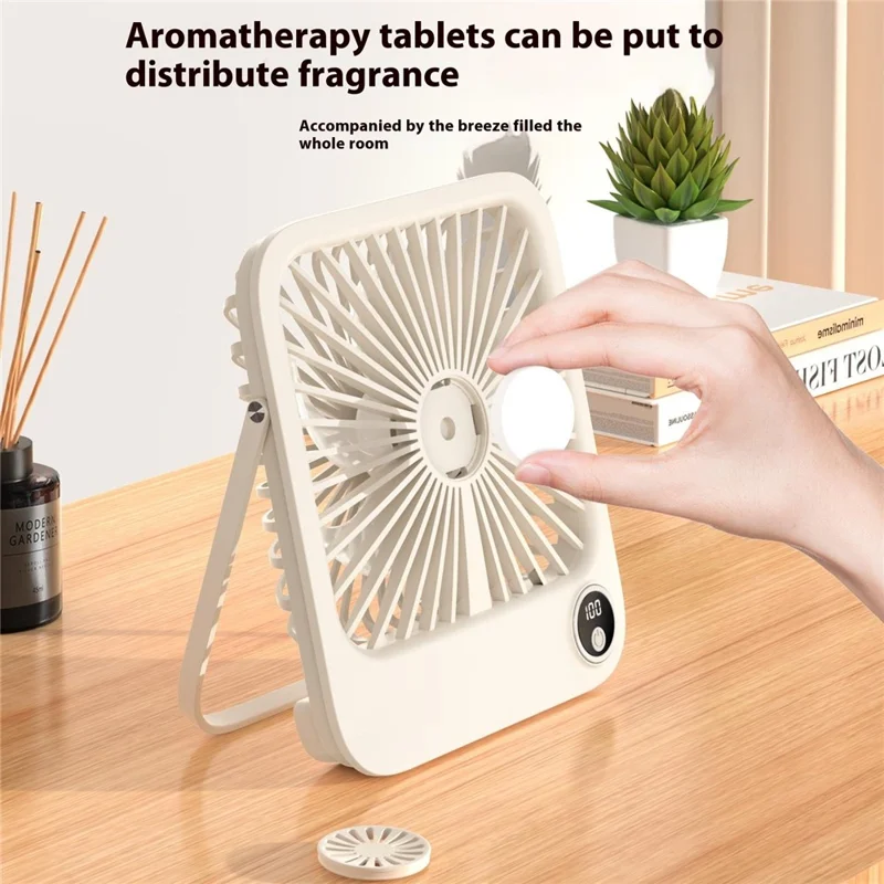 W30 2000mAh Portable Desk Fan Ultra Thin Wall Mount 5 Speed Digital Display Personal Fan - Purple