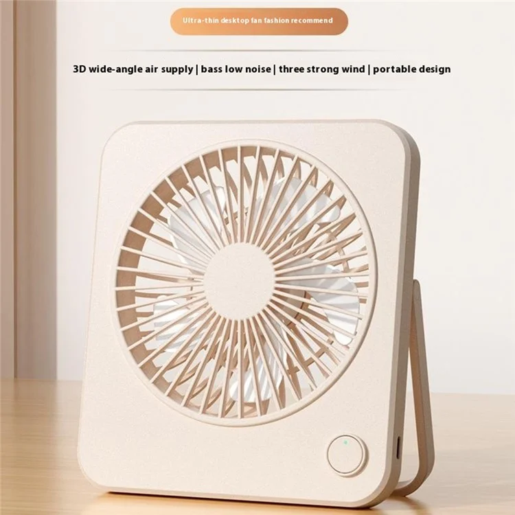 Ventilateur de bureau ultra-fin W70 USB rechargeable Silencieux Ventilateur portable à main avec batterie 1200mAh - Rose