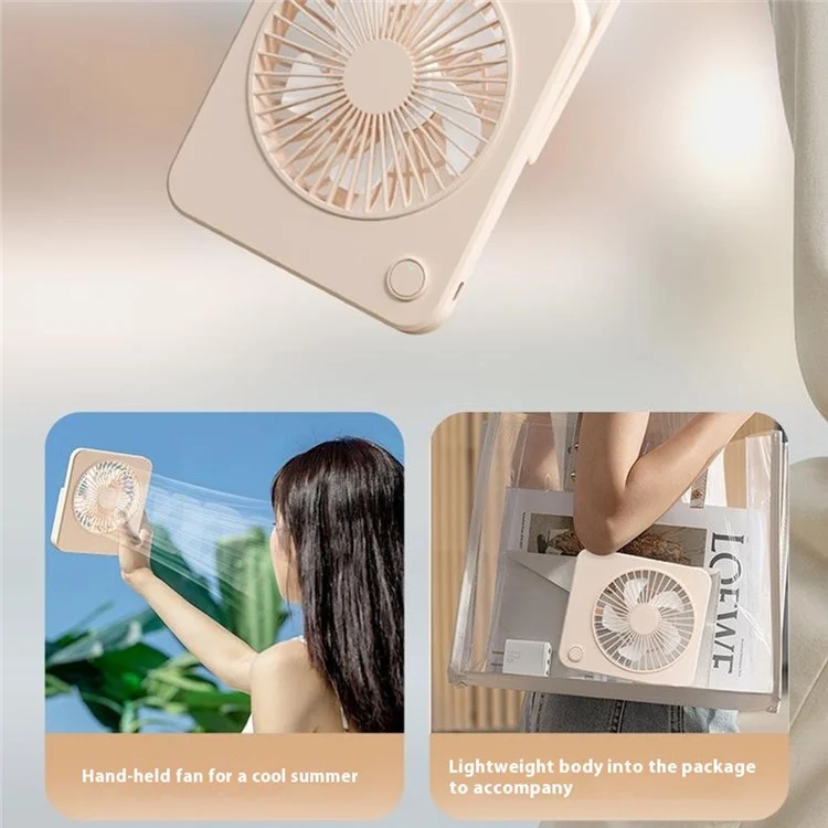 Ventilateur de bureau ultra-fin W70 USB rechargeable Silencieux Ventilateur portable à main avec batterie 1200mAh - Rose