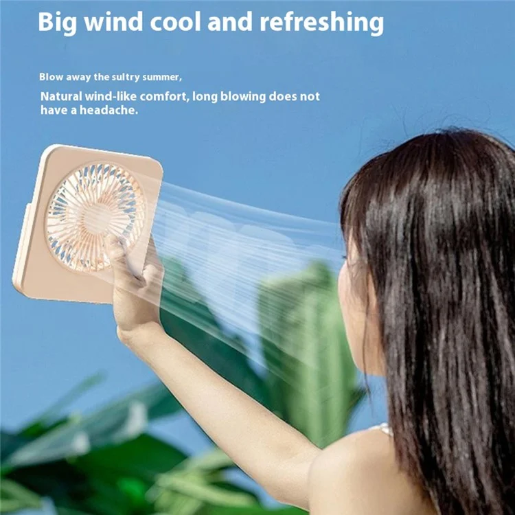 Ventilateur de bureau ultra-fin W70 USB rechargeable Silencieux Ventilateur portable à main avec batterie 1200mAh - Rose