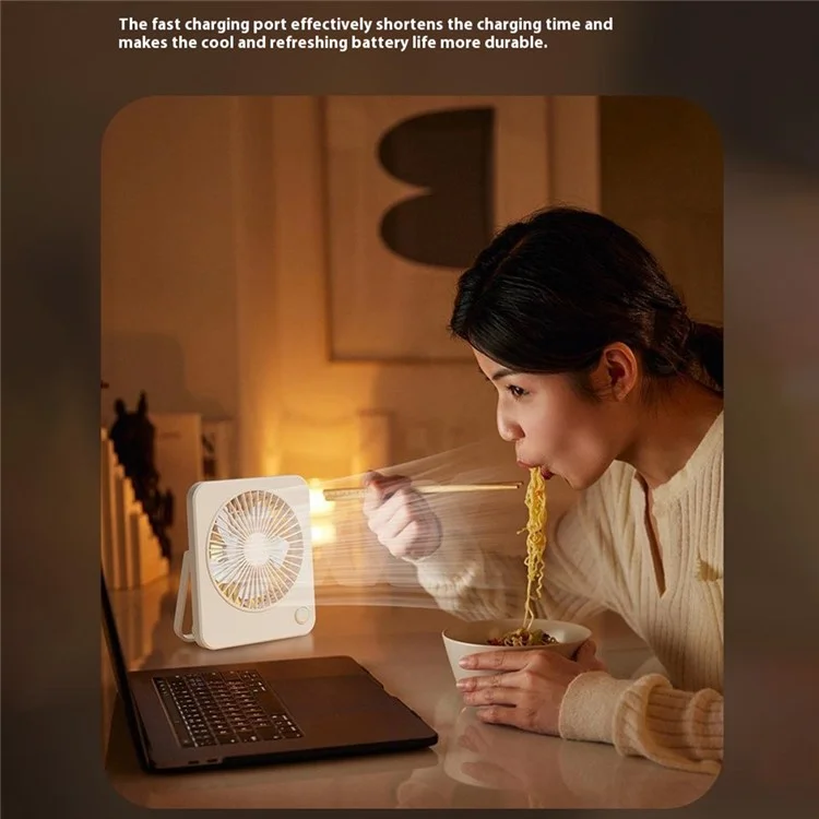 Ventilateur de bureau ultra-fin W70 USB rechargeable Silencieux Ventilateur portable à main avec batterie 1200mAh - Rose