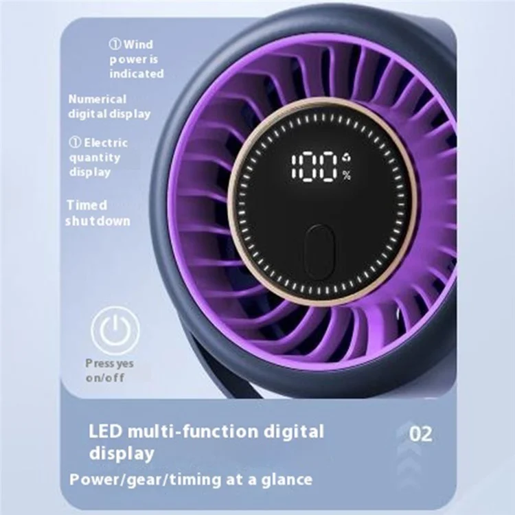 T30 Portable Desktop Fan 3600mAh USB Rechargeable Digital Display Clip-On Personal Fan 6 Speeds - Pink