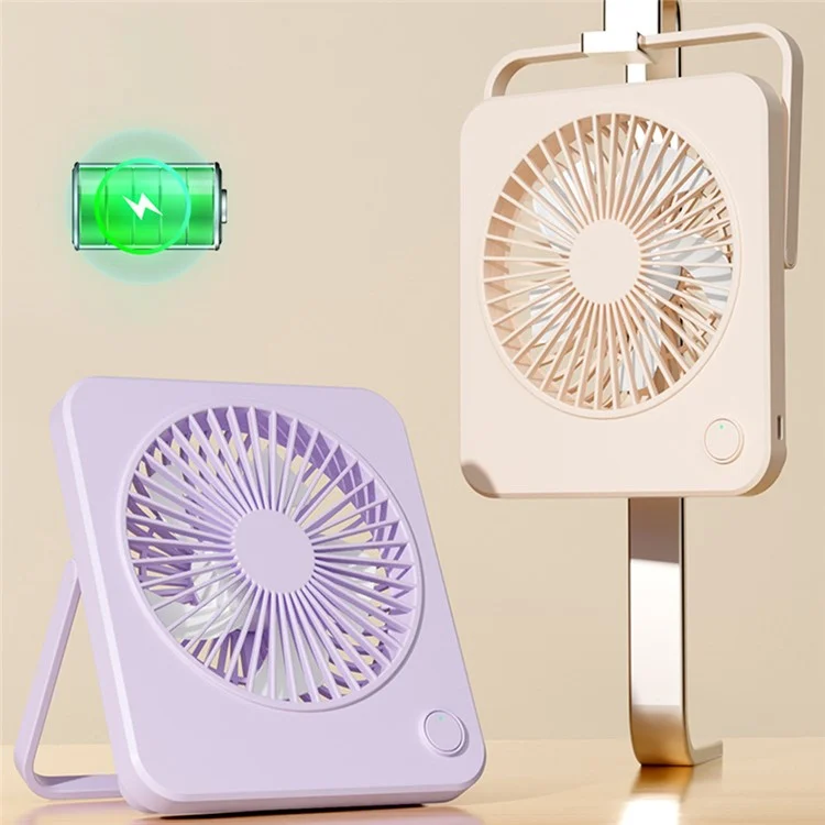 W70 Ultra Thin Desktop Mini Fan USB Charging 3 Speeds Cooling Fan with Foldable Stand - Pink