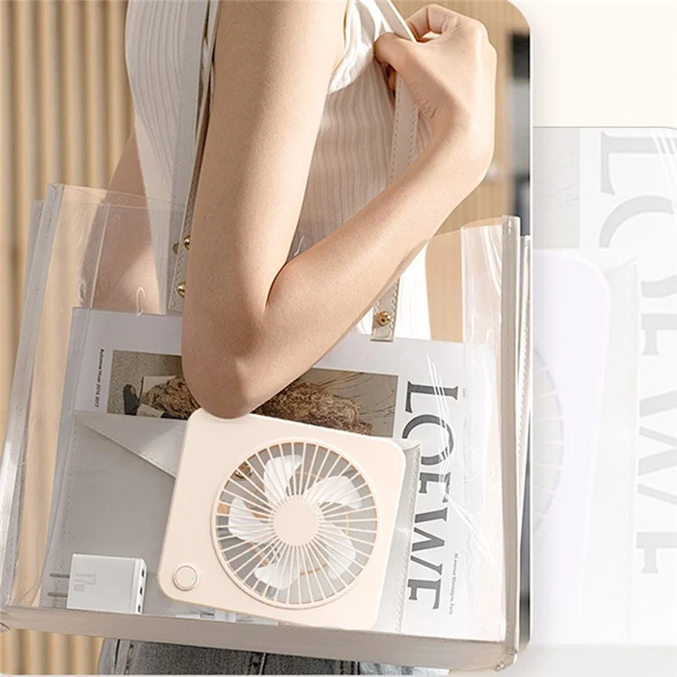 W70 Ultra Thin Desktop Mini Fan USB Charging 3 Speeds Cooling Fan with Foldable Stand - Pink