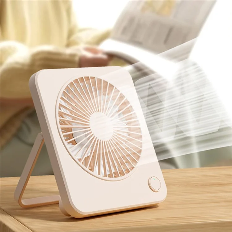 W70 Ultra Thin Desktop Mini Fan USB Charging 3 Speeds Cooling Fan with Foldable Stand - Pink