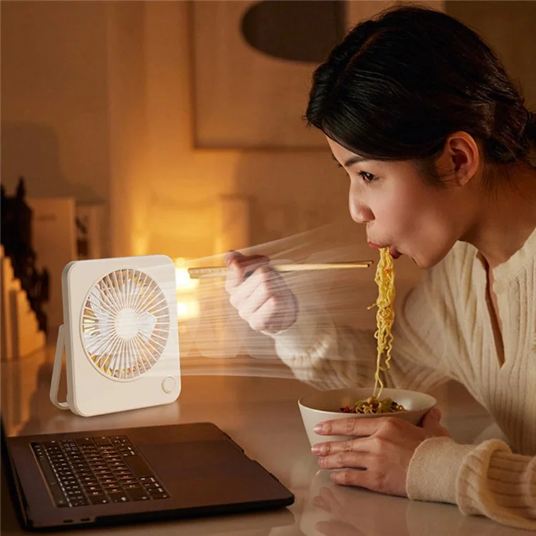 W70 Ultra Thin Desktop Mini Fan USB Charging 3 Speeds Cooling Fan with Foldable Stand - Pink